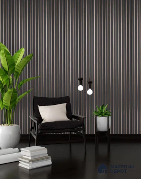 Multi Colour Leather Louver PN 00705 8 ft x 4.8 inch Charcoal Panel - 11 mm | Suitable for Feature Wall, TV Unit & Living Room | Width is Subjected to 5% Variation