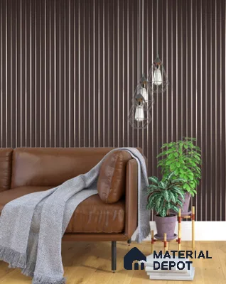 Multi Colour Leather Louver PN 00707 8 ft x 4.8 inch Charcoal Panel - 11 mm | Suitable for Feature Wall, TV Unit & Living Room | Width is Subjected to 5% Variation