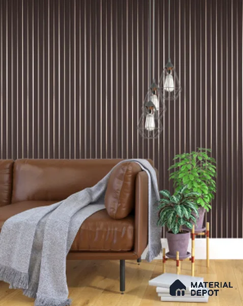 Multi Colour Leather Louver PN 00707 8 ft x 4.8 inch Charcoal Panel - 11 mm | Suitable for Feature Wall, TV Unit & Living Room | Width is Subjected to 5% Variation