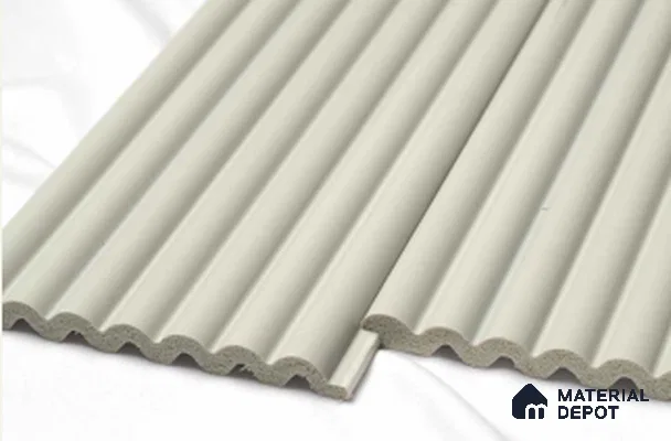Ivory Plain Colour Louver PN 00618 8 ft x 4.9 inch Charcoal Panel - 11 mm | Suitable for Feature Wall, TV Unit & Living Room | Width is Subjected to 5% Variation