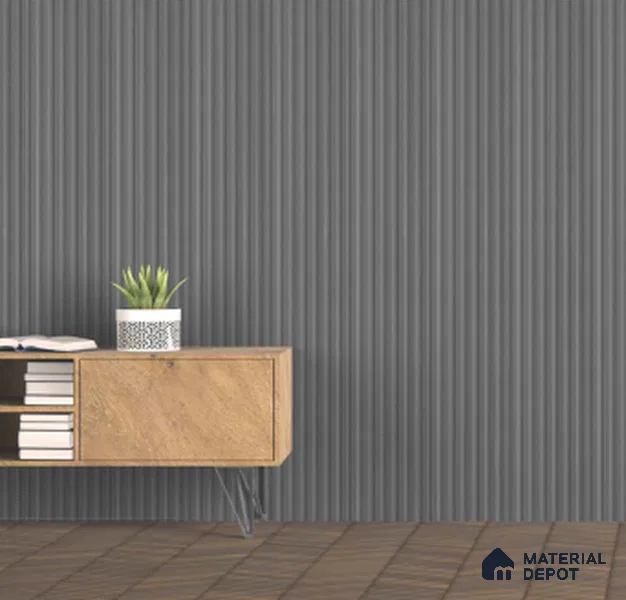 Grey Plain Colour Louver PN 00622 8 ft x 4.9 inch Charcoal Panel - 11 mm | Suitable for Feature Wall, TV Unit & Living Room | Width is Subjected to 5% Variation