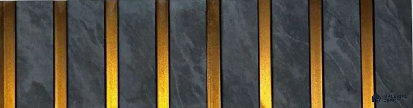 Black Stone Louver PN 05635 8 ft x 6 inch Charcoal Panel - 7 mm | Suitable for Feature Wall, TV Unit & Living Room | Width is Subjected to 5% Variation