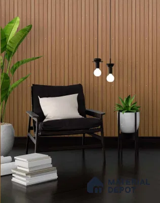 Brown Wooden Louver PN 00689 9.5 ft x 4.8 inch Charcoal Panel - 11 mm | Suitable for Feature Wall, TV Unit & Living Room | Width is Subjected to 5% Variation