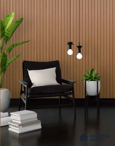 Brown Wooden Louver PN 00689 9.5 ft x 4.8 inch Charcoal Panel - 11 mm | Suitable for Feature Wall, TV Unit & Living Room | Width is Subjected to 5% Variation