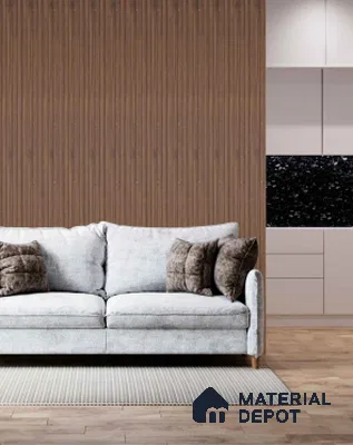 Brown Wooden Louver PN 03394 9.5 ft x 4.8 inch Charcoal Panel - 11 mm | Suitable for Feature Wall, TV Unit & Living Room | Width is Subjected to 5% Variation
