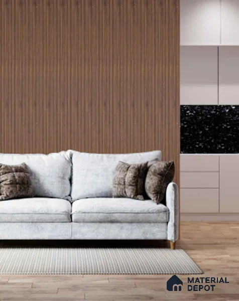 Brown Wooden Louver PN 03394 9.5 ft x 4.8 inch Charcoal Panel - 11 mm | Suitable for Feature Wall, TV Unit & Living Room | Width is Subjected to 5% Variation