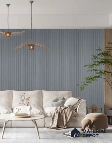 Grey Plain Colour Louver PN 03395 9.5 ft x 4.8 inch Charcoal Panel - 11 mm | Suitable for Feature Wall, TV Unit & Living Room | Width is Subjected to 5% Variation
