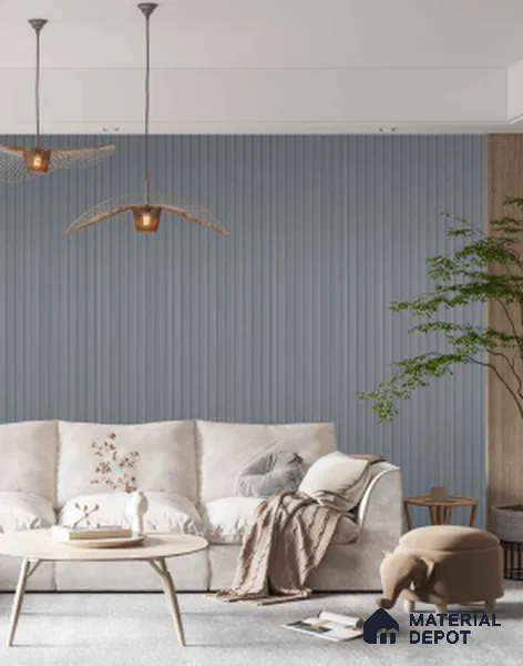 Grey Plain Colour Louver PN 03395 9.5 ft x 4.8 inch Charcoal Panel - 11 mm | Suitable for Feature Wall, TV Unit & Living Room | Width is Subjected to 5% Variation