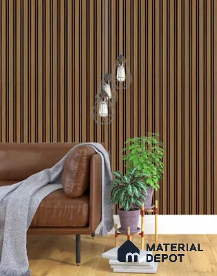Multi Colour Wooden Louver PN 03376 9.5 ft x 4.8 inch Charcoal Panel - 11 mm | Suitable for Feature Wall, TV Unit & Living Room | Width is Subjected to 5% Variation
