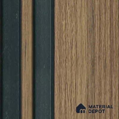 Multi Colour Wooden Louver PN 03378 9.5 ft x 4.8 inch Charcoal Panel - 11 mm | Suitable for Feature Wall, TV Unit & Living Room | Width is Subjected to 5% Variation