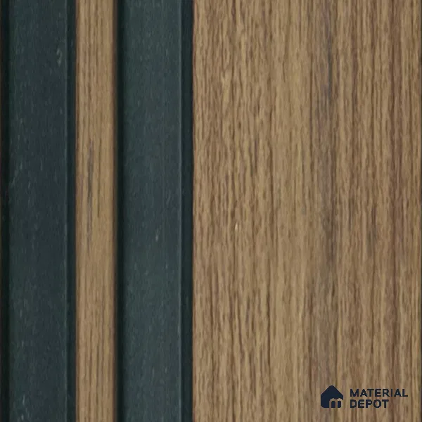 Multi Colour Wooden Louver PN 03378 9.5 ft x 4.8 inch Charcoal Panel - 11 mm | Suitable for Feature Wall, TV Unit & Living Room | Width is Subjected to 5% Variation