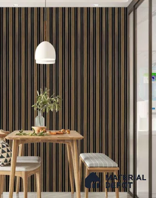 Multi Colour Wooden Louver PN 03378 9.5 ft x 4.8 inch Charcoal Panel - 11 mm | Suitable for Feature Wall, TV Unit & Living Room | Width is Subjected to 5% Variation