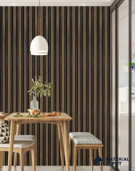 Multi Colour Wooden Louver PN 03378 9.5 ft x 4.8 inch Charcoal Panel - 11 mm | Suitable for Feature Wall, TV Unit & Living Room | Width is Subjected to 5% Variation
