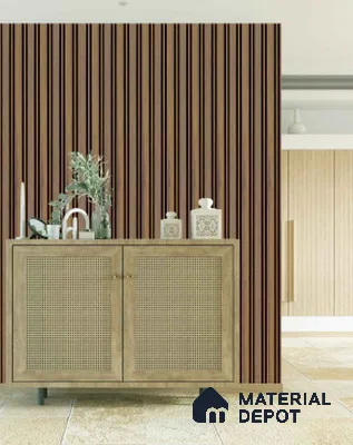 Multi Colour Wooden Louver PN 00675 9.5 ft x 4.8 inch Charcoal Panel - 11 mm | Suitable for Feature Wall, TV Unit & Living Room | Width is Subjected to 5% Variation