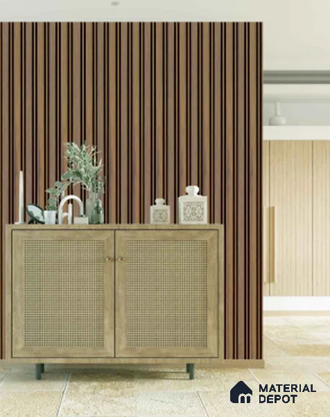 Multi Colour Wooden Louver PN 00675 9.5 ft x 4.8 inch Charcoal Panel - 11 mm | Suitable for Feature Wall, TV Unit & Living Room | Width is Subjected to 5% Variation