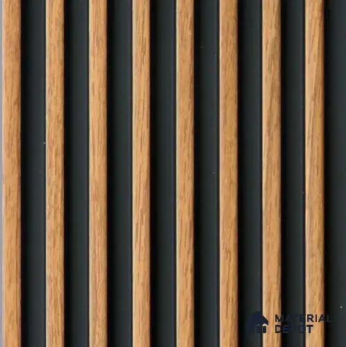 Brown Wooden Louver PN 03533 9.5 ft x 4.8 inch Charcoal Panel - 11 mm | Suitable for Feature Wall, TV Unit & Living Room | Width is Subjected to 5% Variation