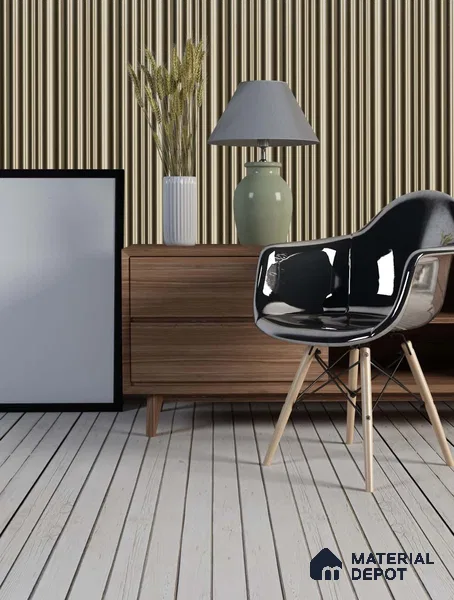 Gold Plain Colour Louver PN 03539 9.5 ft x 4.7 inch Charcoal Panel - 12 mm | Suitable for Feature Wall, TV Unit & Living Room | Width is Subjected to 5% Variation