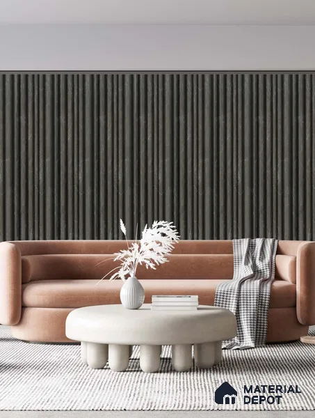 Black Marble Louver PN 03542 9.5 ft x 4.7 inch Charcoal Panel - 12 mm | Suitable for Feature Wall, TV Unit & Living Room | Width is Subjected to 5% Variation