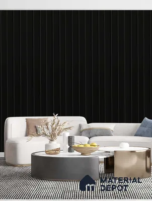 Black Plain Colour Louver PN 03564 9.5 ft x 4.8 inch Charcoal Panel - 11 mm | Suitable for Feature Wall, TV Unit & Living Room | Width is Subjected to 5% Variation