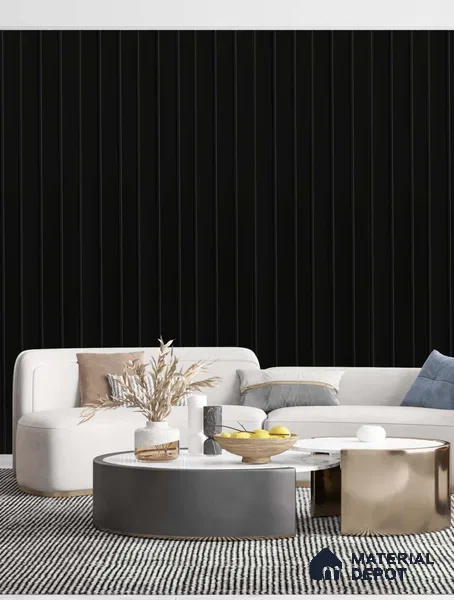 Black Plain Colour Louver PN 03564 9.5 ft x 4.8 inch Charcoal Panel - 11 mm | Suitable for Feature Wall, TV Unit & Living Room | Width is Subjected to 5% Variation