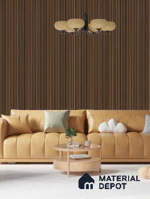 Brown Wooden Louver PN 03565 9.5 ft x 4.4 inch Charcoal Panel - 8 mm | Suitable for Feature Wall, TV Unit & Living Room | Width is Subjected to 5% Variation