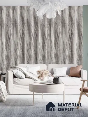 Grey Marble Louver PN 03566 9.5 ft x 4.4 inch Charcoal Panel - 8 mm | Suitable for Feature Wall, TV Unit & Living Room | Width is Subjected to 5% Variation