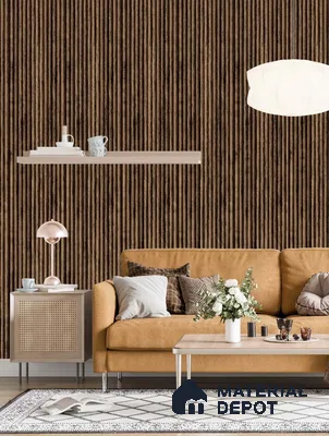 Brown Wooden Louver PN 03567 9.5 ft x 4.4 inch Charcoal Panel - 8 mm | Suitable for Feature Wall, TV Unit & Living Room | Width is Subjected to 5% Variation