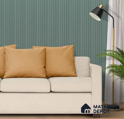 Green Plain Colour Louver PN 00640 8 ft x 4 inch Charcoal Panel - 11 mm | Suitable for Feature Wall, TV Unit & Living Room | Width is Subjected to 5% Variation