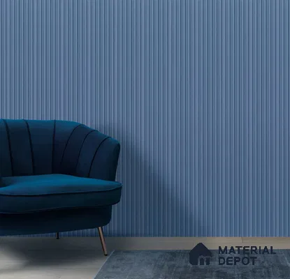Blue Plain Colour Louver PN 03361 8 ft x 4 inch Charcoal Panel - 11 mm | Suitable for Feature Wall, TV Unit & Living Room | Width is Subjected to 5% Variation