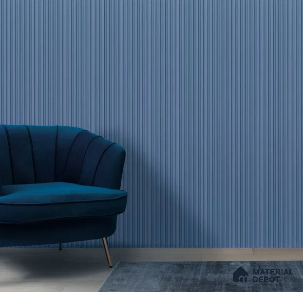 Blue Plain Colour Louver PN 03361 8 ft x 4 inch Charcoal Panel - 11 mm | Suitable for Feature Wall, TV Unit & Living Room | Width is Subjected to 5% Variation