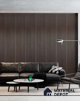 Brown Wooden Louver PN 03423 8 ft x 4.8 inch Charcoal Panel - 11 mm | Suitable for Feature Wall, TV Unit & Living Room | Width is Subjected to 5% Variation