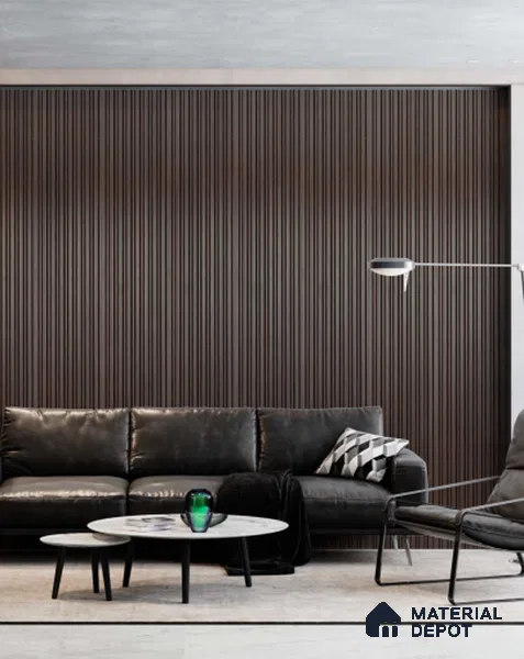Brown Wooden Louver PN 03423 8 ft x 4.8 inch Charcoal Panel - 11 mm | Suitable for Feature Wall, TV Unit & Living Room | Width is Subjected to 5% Variation