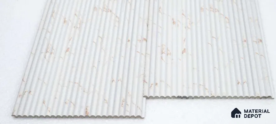 White Marble Louver PN 00527 8 ft x 6.2 inch Charcoal Panel - 6 mm | Suitable for Feature Wall, TV Unit & Living Room | Width is Subjected to 5% Variation