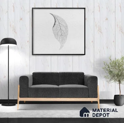 White Marble Louver PN 00534 8 ft x 6.2 inch Charcoal Panel - 6 mm | Suitable for Feature Wall, TV Unit & Living Room | Width is Subjected to 5% Variation