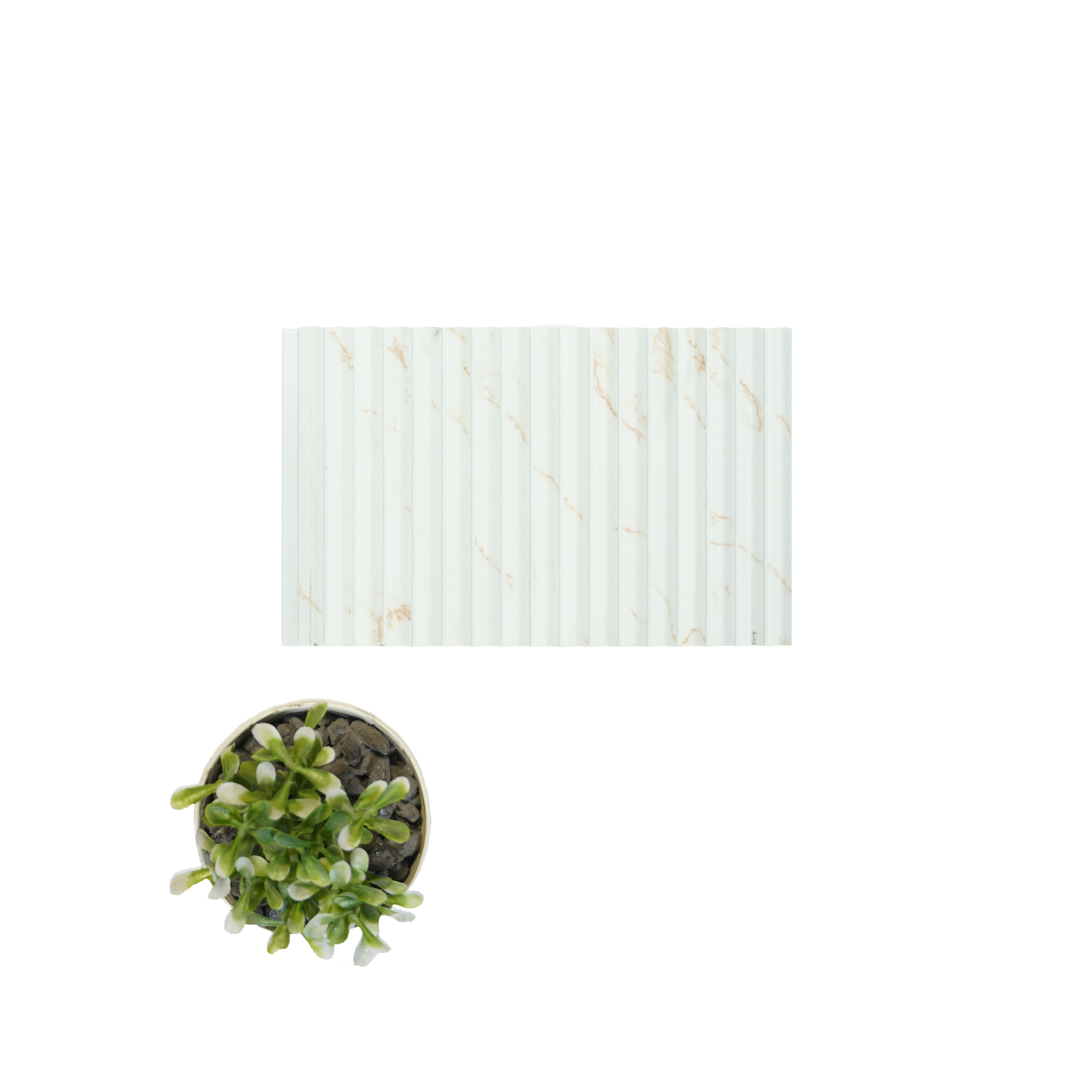 White Marble Louver PN 00534 8 ft x 6.2 inch Charcoal Panel - 6 mm | Suitable for Feature Wall, TV Unit & Living Room | Width is Subjected to 5% Variation