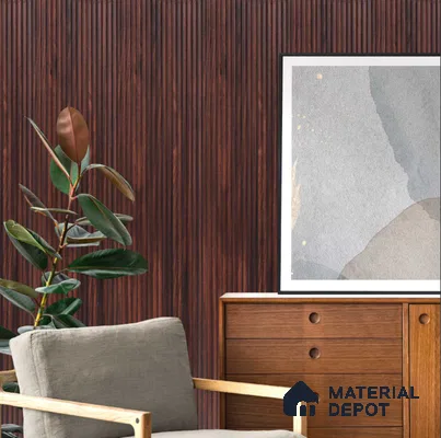Brown Wooden Louver PN 00538 8 ft x 6.2 inch Charcoal Panel - 6 mm | Suitable for Feature Wall, TV Unit & Living Room | Width is Subjected to 5% Variation
