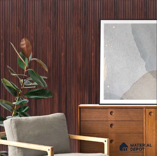 Brown Wooden Louver PN 00538 8 ft x 6.2 inch Charcoal Panel - 6 mm | Suitable for Feature Wall, TV Unit & Living Room | Width is Subjected to 5% Variation