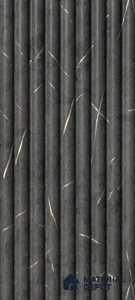 Grey Marble Louver PN 00381 8 ft x 5 inch Charcoal Panel - 11 mm | Suitable for Feature Wall, TV Unit & Living Room | Width is Subjected to 5% Variation
