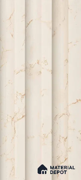 White Marble Louver PN 00556 8 ft x 4.3 inch Charcoal Panel - 15 mm | Suitable for Feature Wall, TV Unit & Living Room | Width is Subjected to 5% Variation