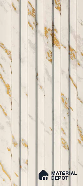 White Marble Louver PN 00902 8 ft x 4.6 inch Charcoal Panel - 12 mm | Suitable for Feature Wall, TV Unit & Living Room | Width is Subjected to 5% Variation