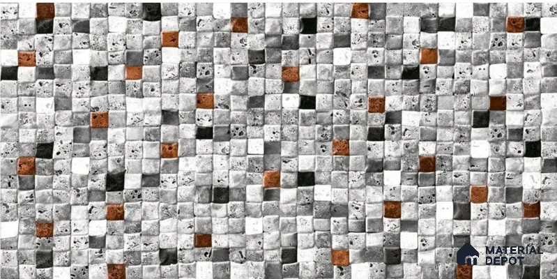 TL 01666 White & Grey 2 ft x 1 ft Matte Finish Ceramic Elevation Wall Tile - 9 mm