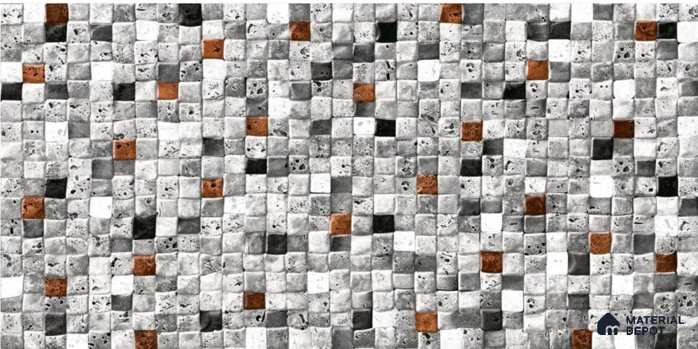 TL 01666 White & Grey 2 ft x 1 ft Matte Finish Ceramic Elevation Wall Tile - 9 mm