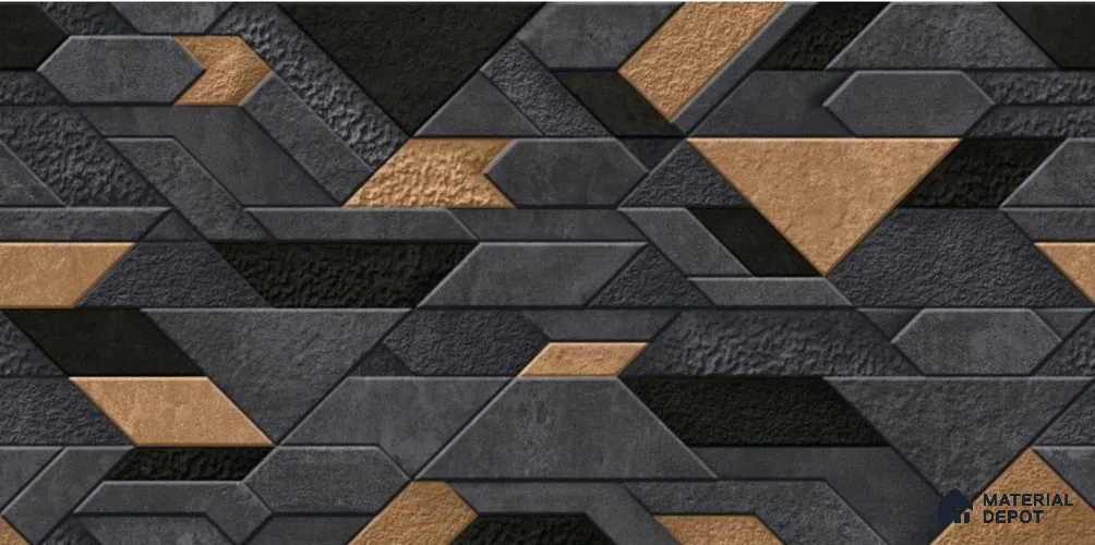 TL 01673 Black & Brown 2 ft x 1 ft Matte Finish Ceramic Elevation Wall Tile - 9 mm
