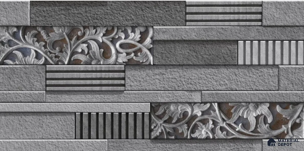 TL 01679 Misty Grey 2 ft x 1 ft Matte Finish Ceramic Elevation Wall Tile - 9 mm