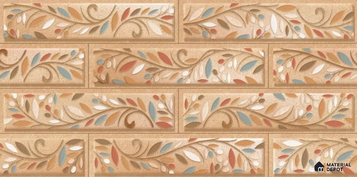 Brick Wall Tile TL 01681 Beige 2 ft x 1 ft Matte Finish Ceramic Elevation Tile - 9 mm