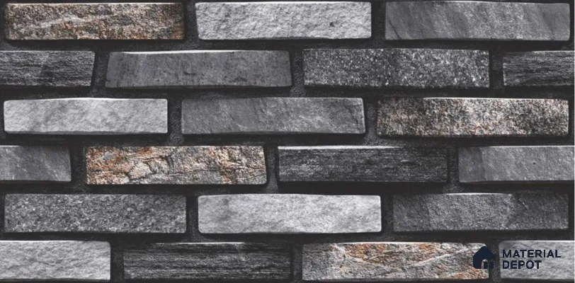 TL 01682 Charcoal Black 2 ft x 1 ft Matte Finish Ceramic Elevation Wall Tile - 9 mm