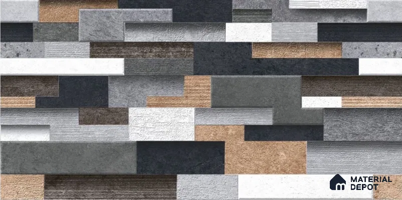 TL 01687 Black & Grey 2 ft x 1 ft Matte Finish Ceramic Elevation Wall Tile - 9 mm