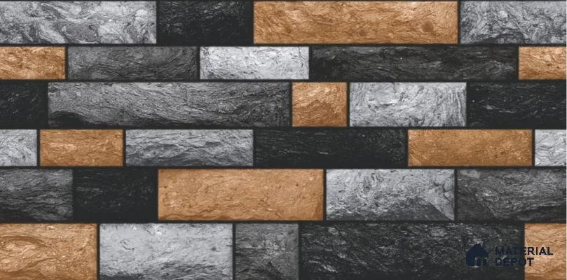 TL 01697 Grey & Black 2 ft x 1 ft Matte Finish Ceramic Elevation Wall Tile - 9 mm