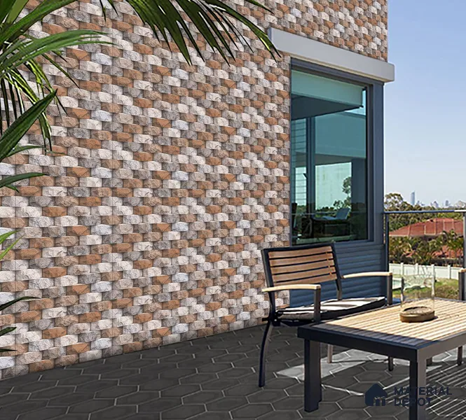 TL 01746 Brown & White 2 ft x 1 ft Matte Finish Ceramic Elevation Wall Tile - 10 mm