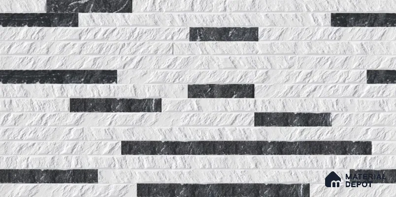 TL 01699 White & Black 2 ft x 1 ft Matte Finish Ceramic Elevation Wall Tile - 9 mm
